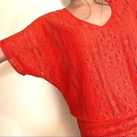 BISOU BISOU beautiful red orange dress- size 4 - Picture 3 of 5